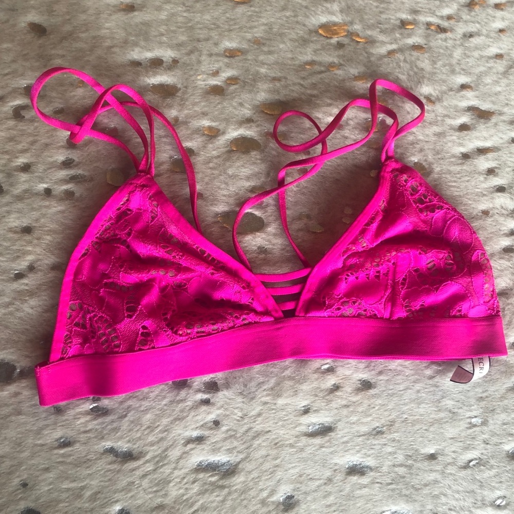 Victoria Secret Hot Pink Lace Bra - Size Small